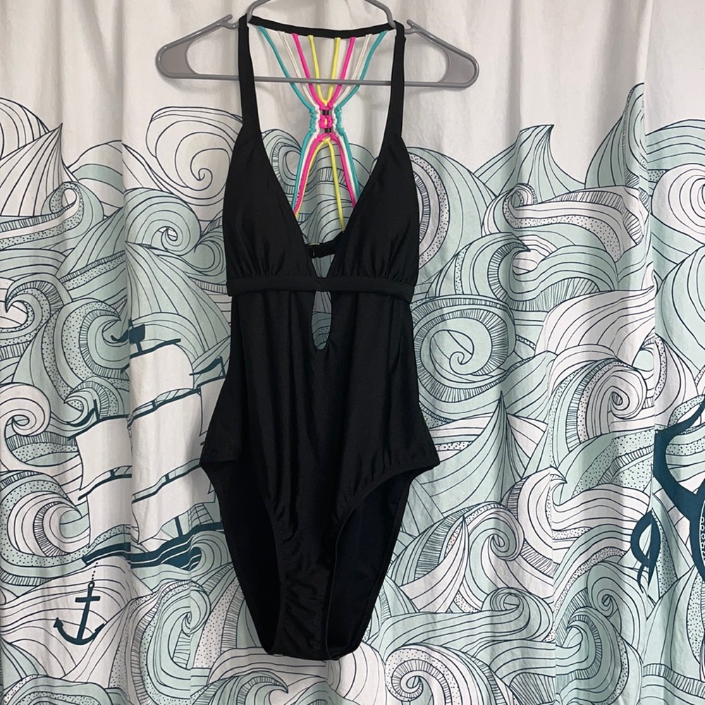 Jessica Simpson black one piece swimsuit